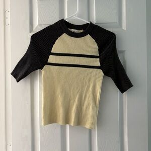 BDG Cream & Black short sleeve sweater